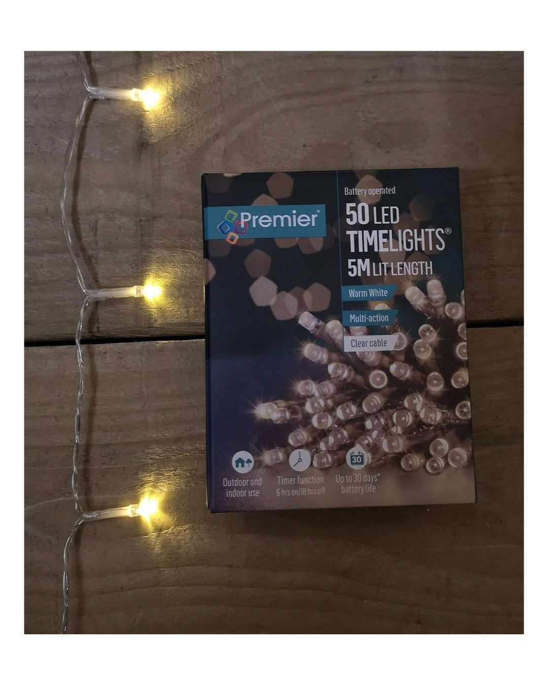 Premier 50 LED Multi Action Battery Operated Lights Warm White