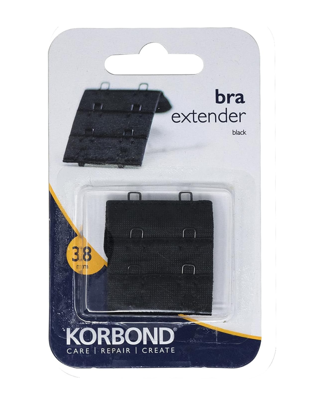 Korbond Double Hook Bra Extender – x 1 50mm Black Bra Extender – Machine Washable – Increase Bra Size By Up To 8cm – Comfort Fit