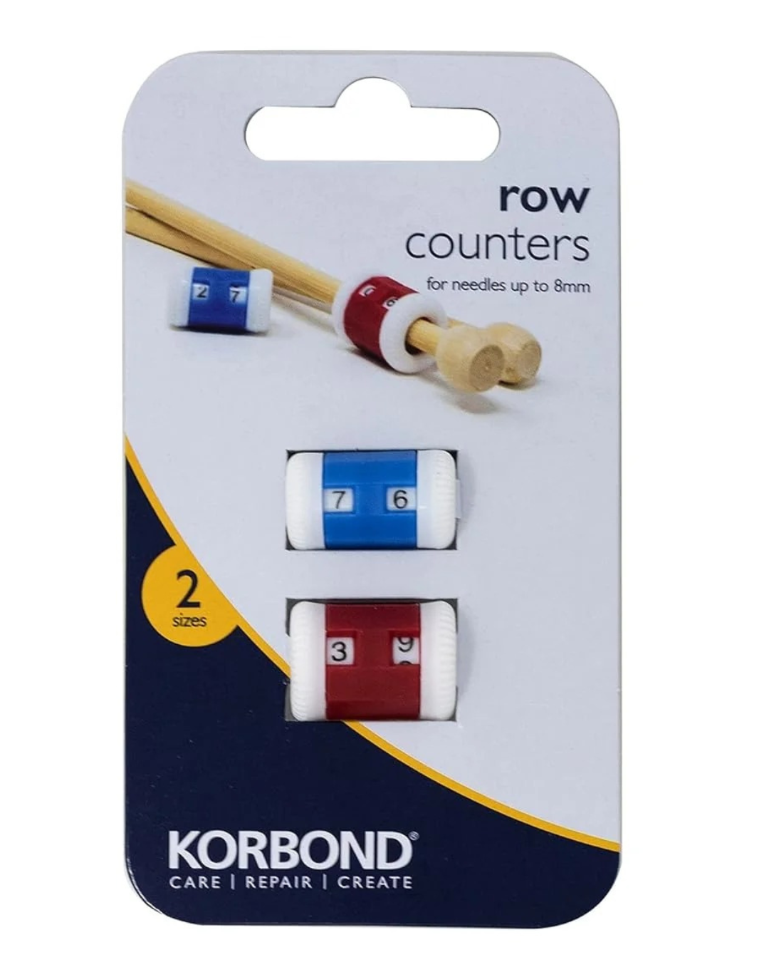 Korbond 2-Piece Row Counters in Different Sizes, Red, 8mm