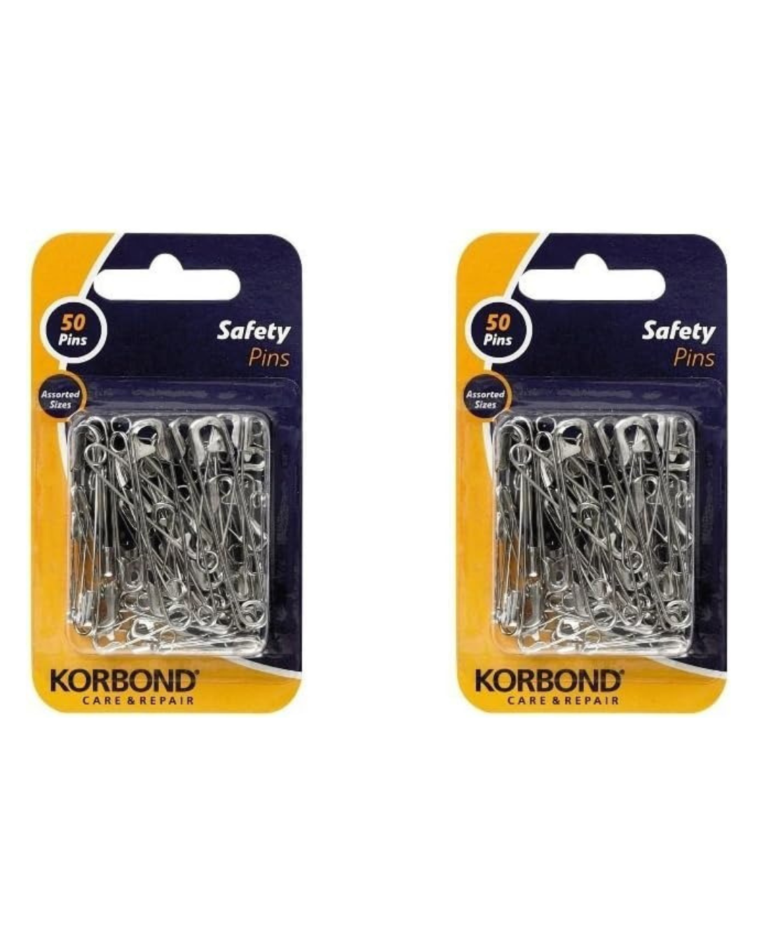 2X Korbond 2 x 50-Piece Safety Pins