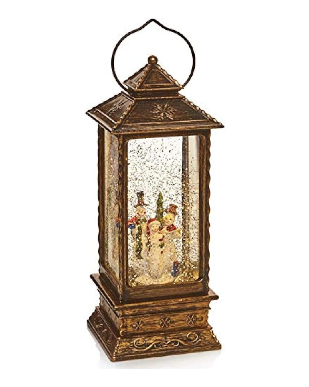 Battery Operated Lantern Santa Glitter Water Spinner Lantern with Warm White LEDs