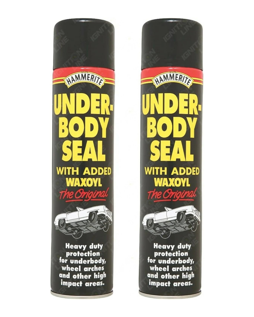 HM Hammerite 2x 600ml Underbody Vehicle Seal With Waxoyl Black Underseal Aerosol Can Kills Rust Prevents Reappearance heavy-duty protection Flexible weather proof skin