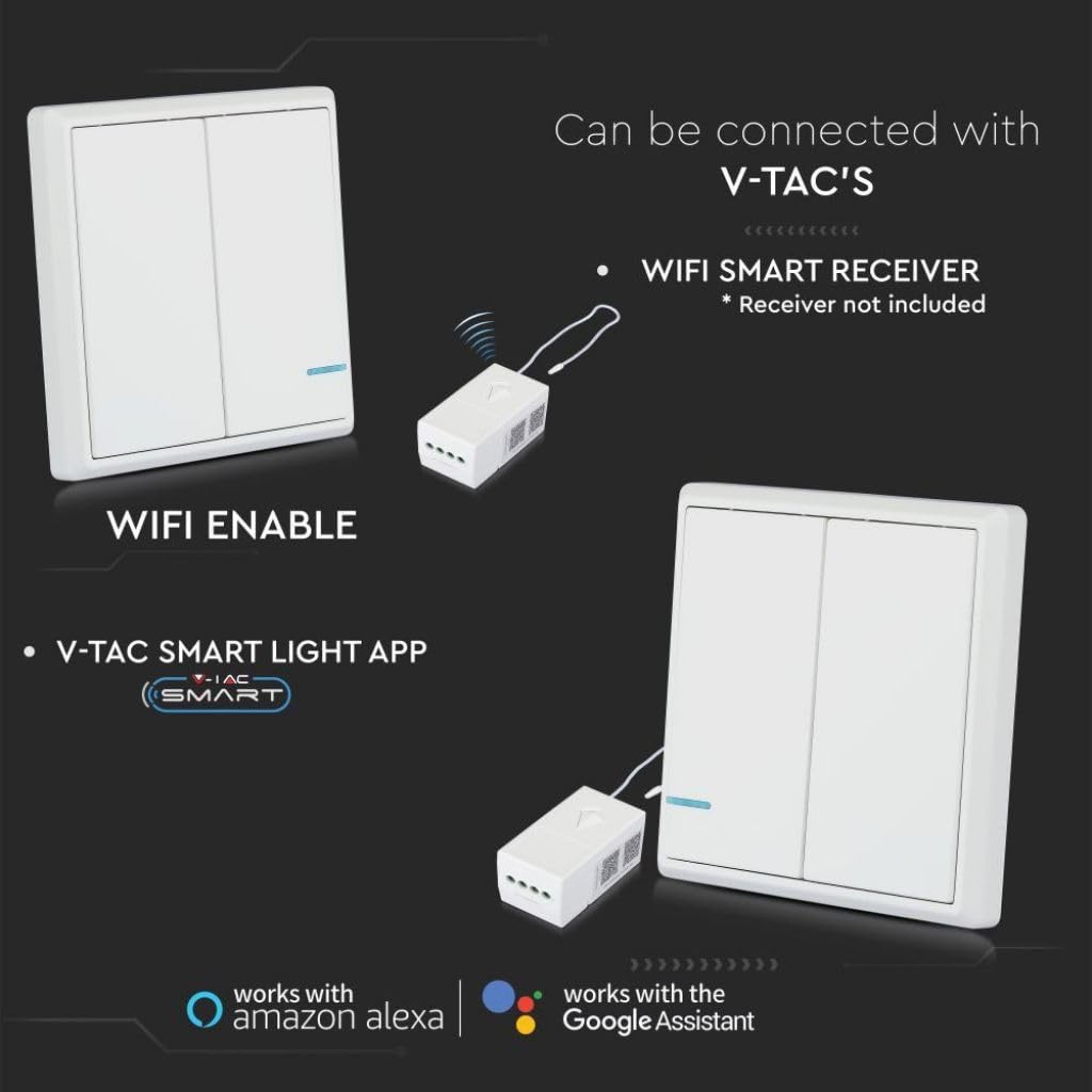 Wireless Switch with Dual Button Sensor White IP54