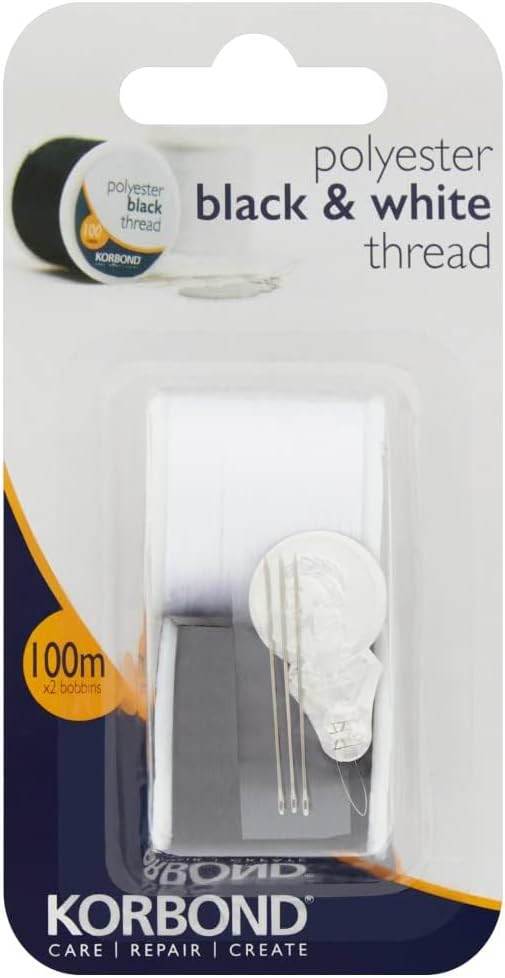 Korbond Twin Pack Black and White Thread - 110790,100m