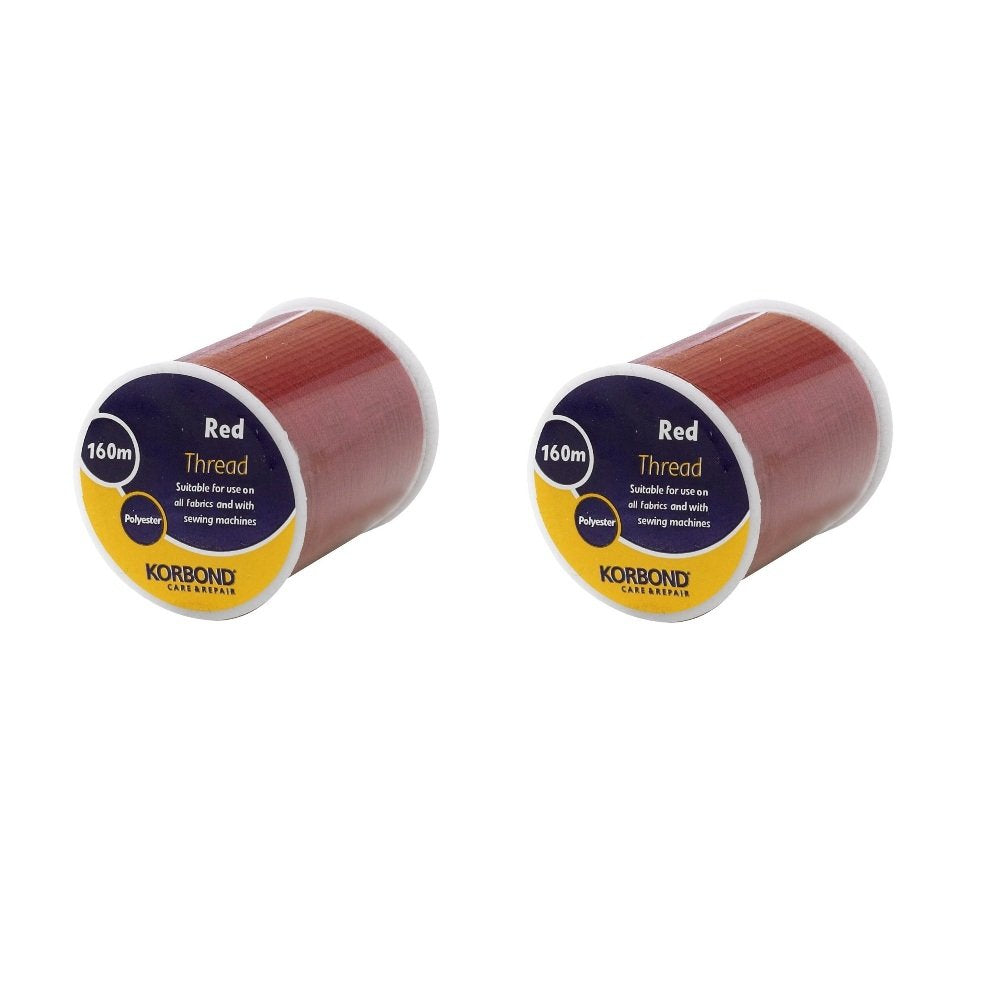 Korbond 320m Sewing Thread – 2 x 160m Spools -White Polyester – Hand and Machine Sewing
