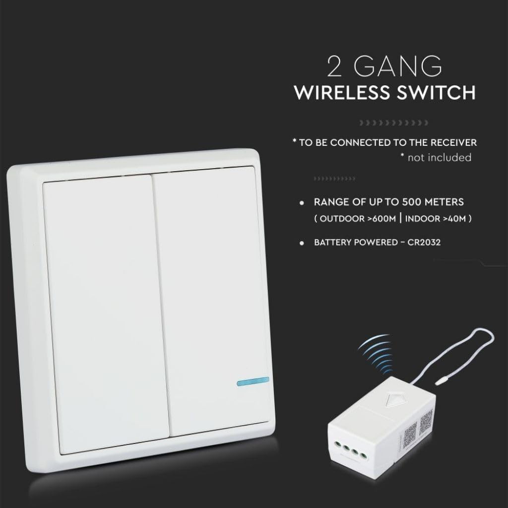 Wireless Switch with Dual Button Sensor White IP54