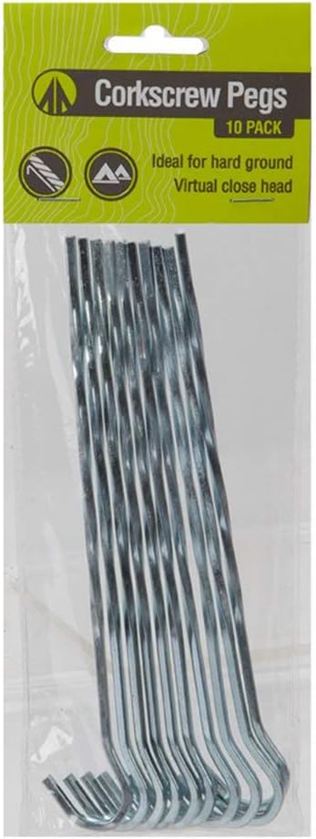 Summit Corkscrew Pegs 17 cm Corkscrew Pack of 10 Tent Pegs
