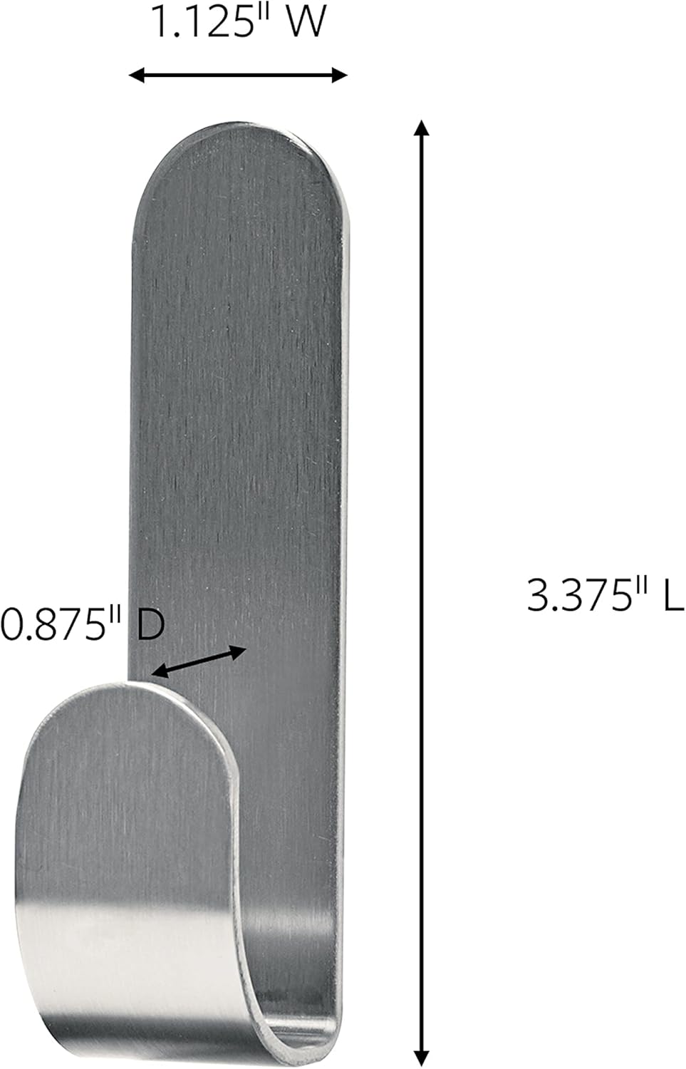 Command MR13-SS-ES Large Modern Metal Hook with 1 Hook/2 Strips