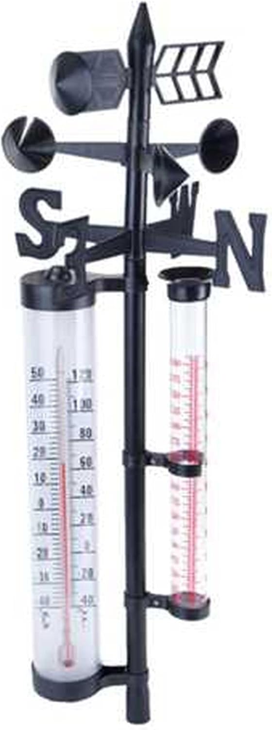 SupaGarden Outdoor Weather Station/Thermometer - Weather Vane and Rain Collector