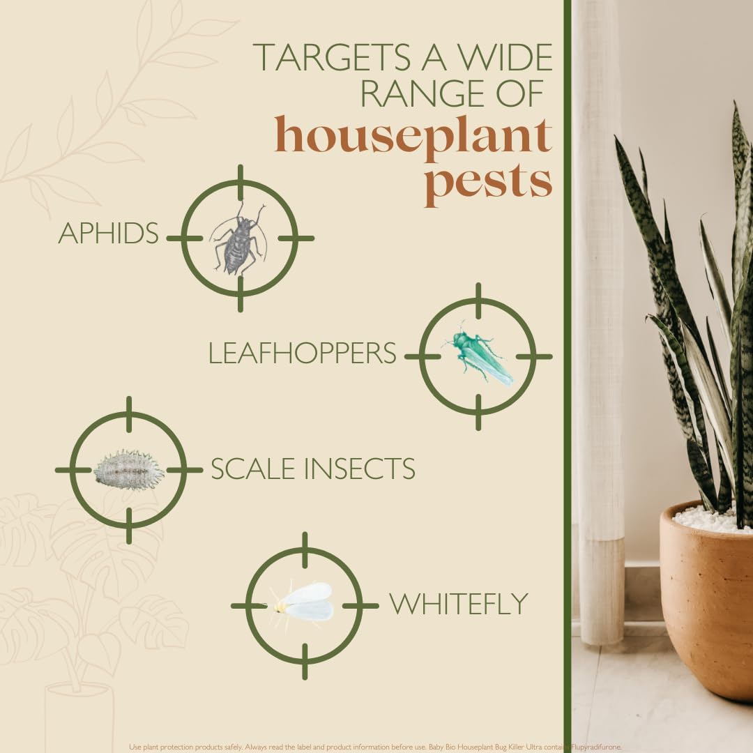 Baby Bio Houseplant Bug Killer Ultra - Fast-Acting Bug Killer Spray - Effective Insect Control for Houseplants - Protection for Houseplants, 1 Litre