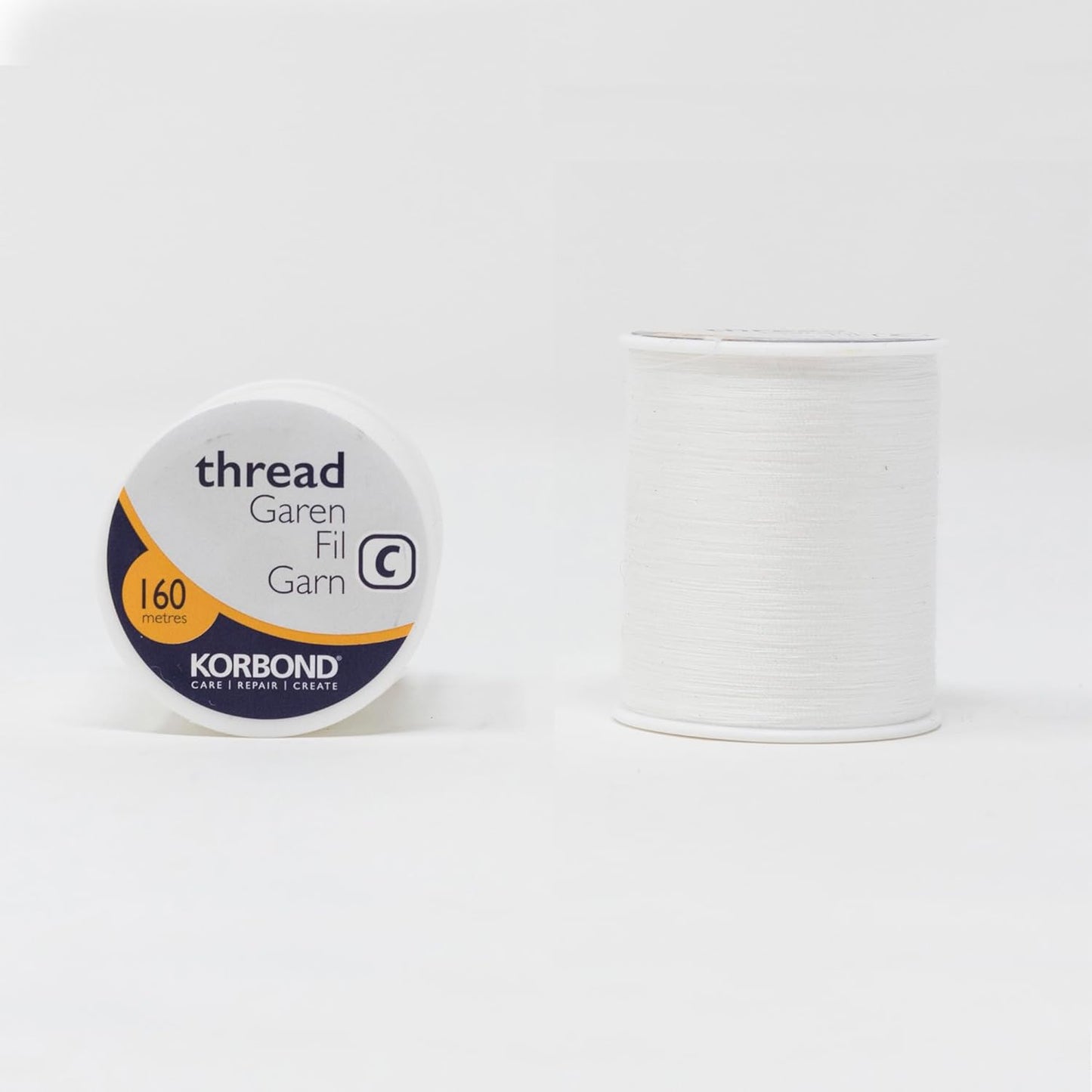 Korbond 320m Sewing Thread – 2 x 160m Spools -White Polyester – Hand and Machine Sewing