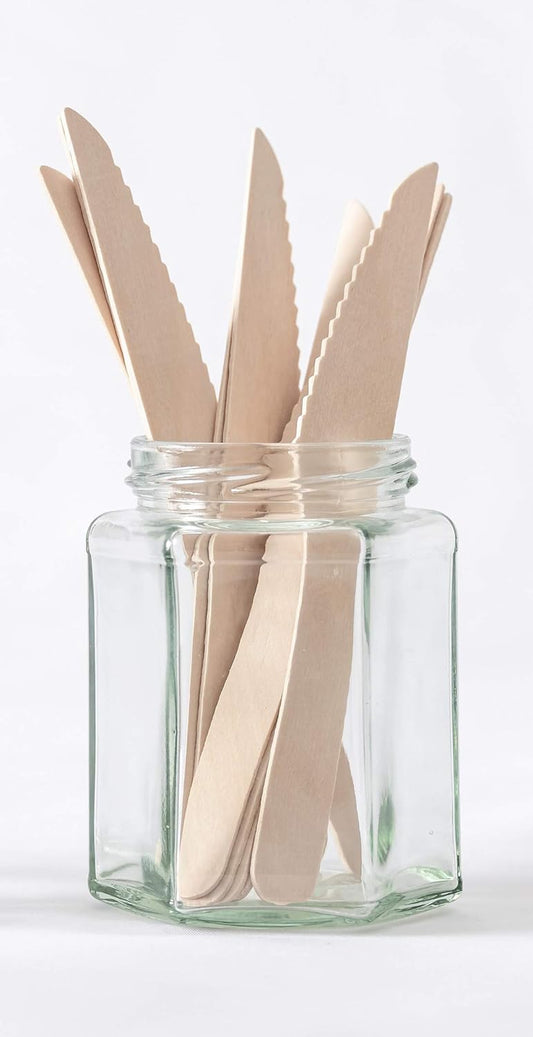 Chef Aid Wooden Knives 24 Piece Set - Sustainable and Stylish Birchwood Cutlery for Picnics, Parties, Weddings, and More - Biodegradable and Compostable, Sturdy and Durable, Chemical-Free