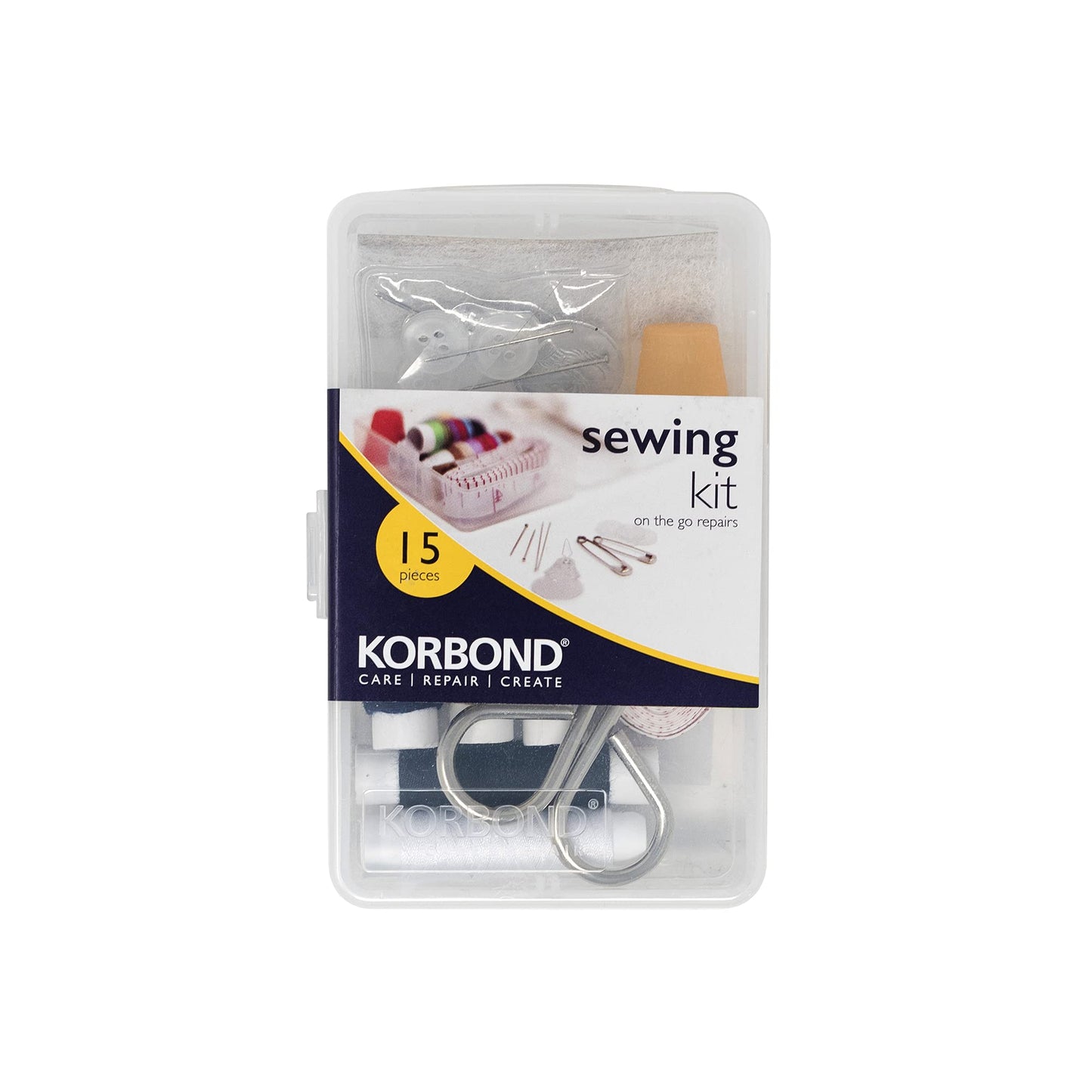 Korbond Sewing Kit - 15 Piece Essential Sewing Kit for Repairs and Projects