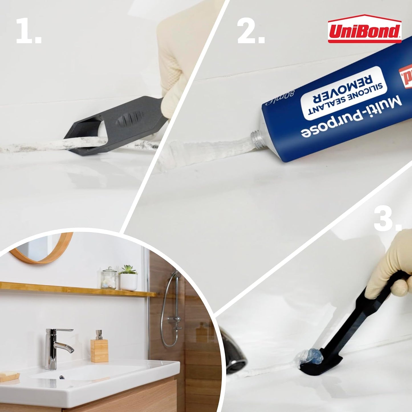 UniBond Sealant Remover and Smoother Tool, Easy-to-Use Sealant Finishing Tool, 2-in-1 Plastic Sealant Tool for Smoothing, Silicone Remover Tool, Black