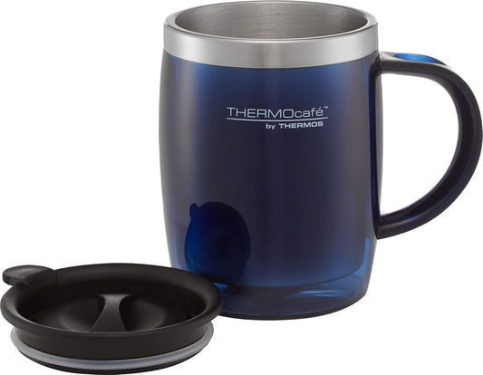 Thermos Translucent Desk Mug, Stainless Steel, Blue, S (Pack of 1), 450 ml