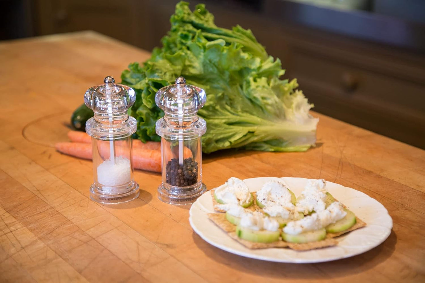 Cole & Mason 505 Clear Salt and Pepper Mills, Adjustable Grind Precision+ Mechanism, Acrylic, 140 mm, Gift Set, Includes 2 x Salt and Pepper Grinders