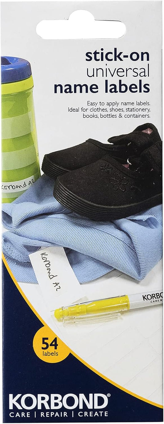 KORBOND Stick On Labels, White, 54 Pieces