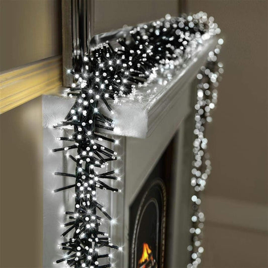 Premier Decorations - 2000 Multi Action Cluster LED Lights with Timer - White
