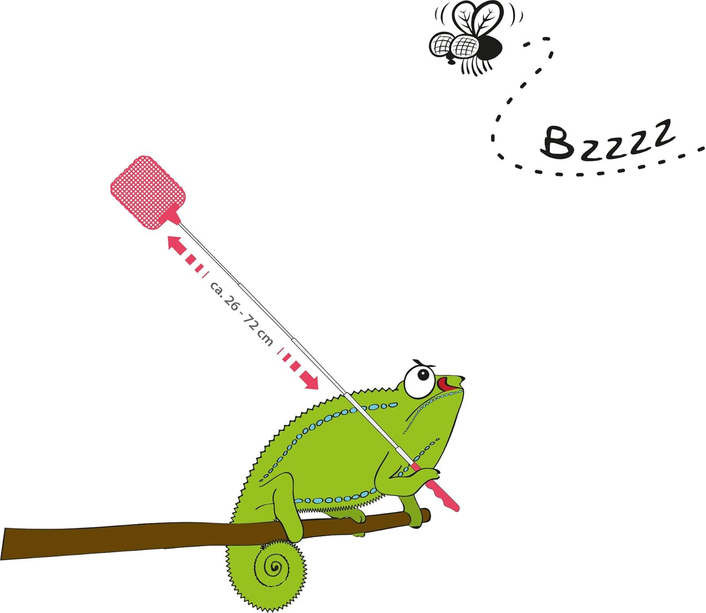 Fackelmann Telescopic Fly Swatter, Plastic, stainless steel, Pink, Blue, Green, Téléscopique