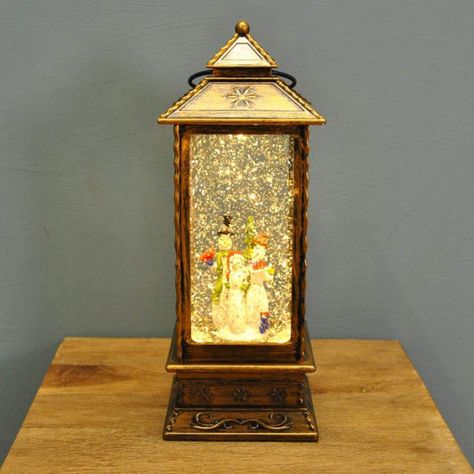 Battery Operated Lantern Santa Glitter Water Spinner Lantern with Warm White LEDs