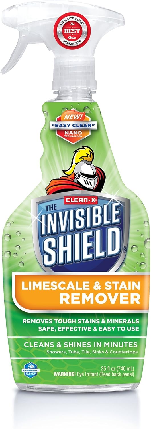 CLEAN X INVISIBLE SHIELD LIMESCALE & STAIN REMOVER FOR GLASS PORCELAIN CERAMICS 300ML BATHROOM PROTECTION CLEANING