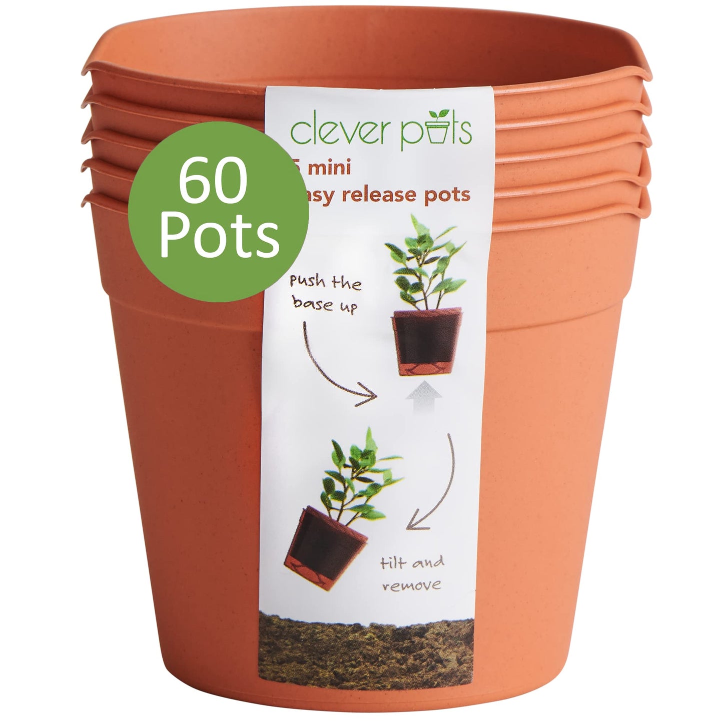 Clever Pots Easy Release Plastic Plant Pots, Pack of 5, Large Plant Pots, Outdoor or Indoor Flower Pot Garden Planters, Lightweight & Weather Resistant for Outside Flowers & Plants, Terracotta