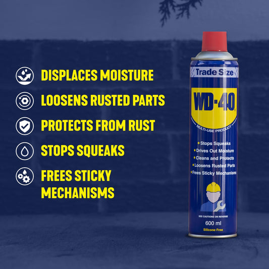 WD-40 Multi-Use Product - Twin Pack 600ml Can - The Ultimate Lubricant, Rust Protection, Penetrant, and Cleaner for Versatile Applications in Household and Workshop Essentials WD40 Spray Can