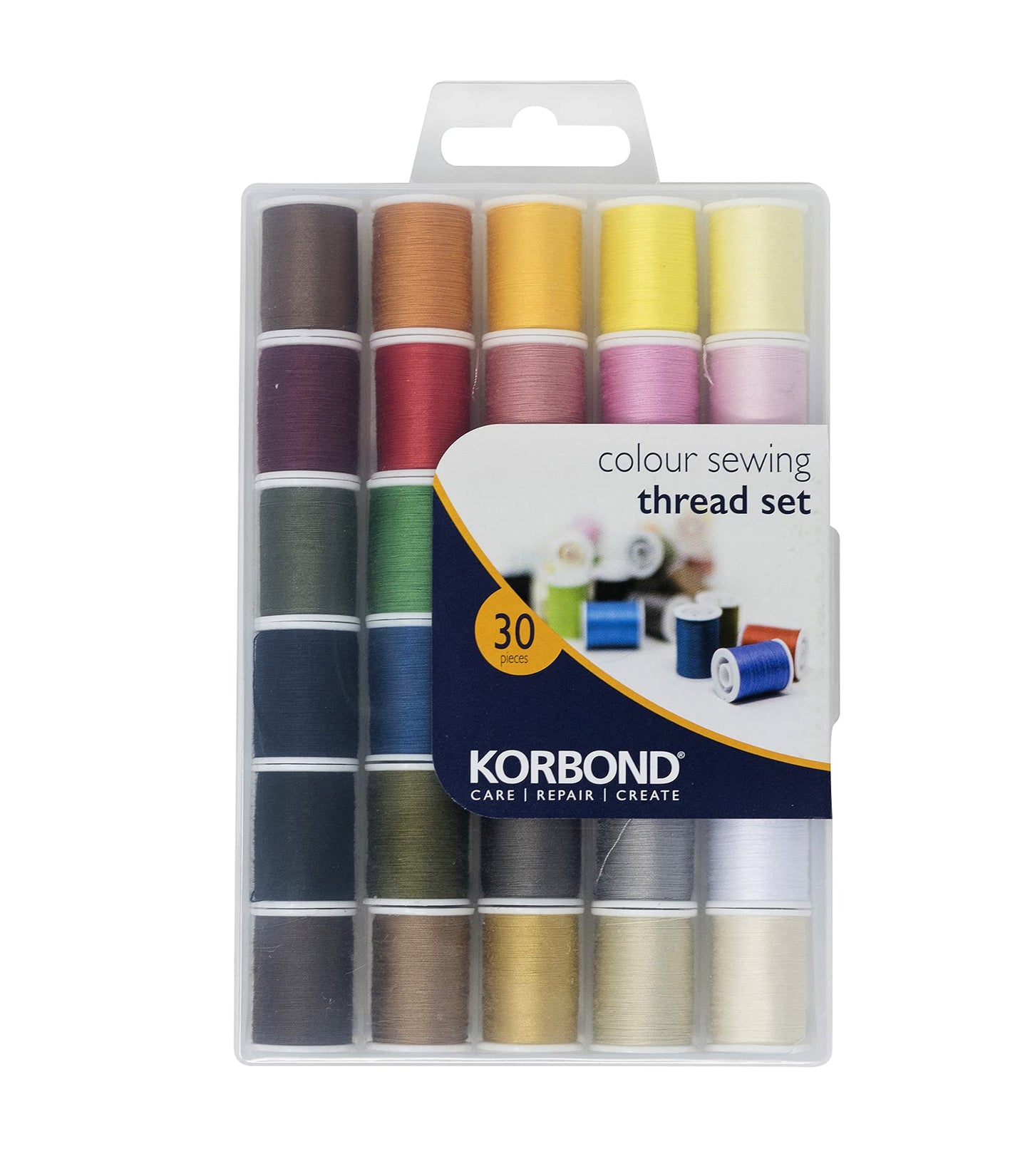 Korbond CORE Mix Polyester Thread Selection by Korbond-12 x 32m spools – 10 Colours – 384 metres – Hand and Machine Sewing, Repairs, Crafting