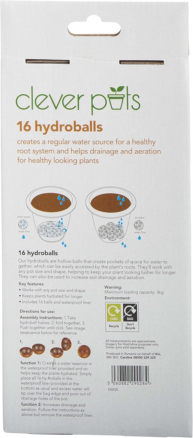 Clever Pots Reservoir Hydroballs, Pack of 16, Creates Water Reservoir and Increases Soil Drainage and Aeration (445498)