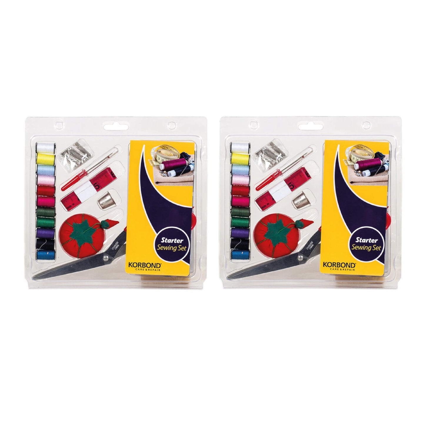 Korbond Sewing Kit - 15 Piece Essential Sewing Kit for Repairs and Projects