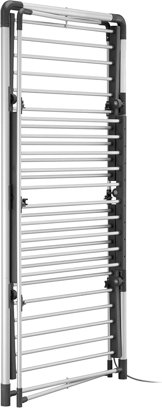 BLACK+DECKER 63099 3-Tier Heated Clothes Airer Aluminium, Cool Grey, 140cm x 73cm x 68cm
