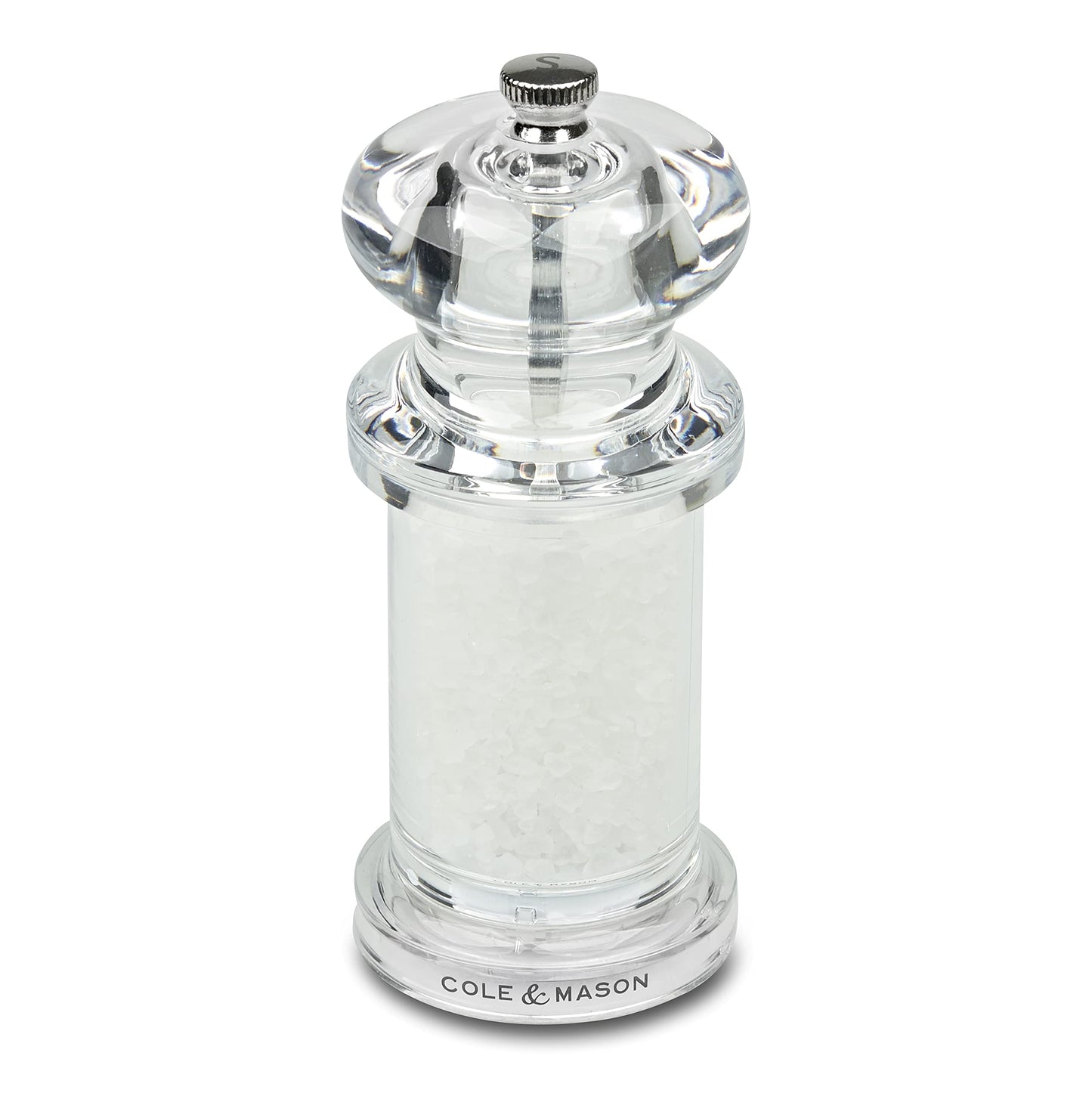 Cole & Mason 505 Clear Salt and Pepper Mills, Adjustable Grind Precision+ Mechanism, Acrylic, 140 mm, Gift Set, Includes 2 x Salt and Pepper Grinders