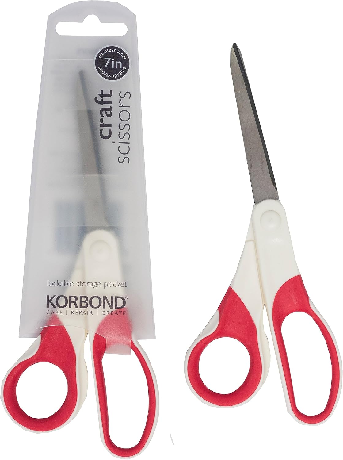 Korbond 110358 Craft 7 Inch – Soft Grip Professional, Household, Fabric, Paper Scissors. Ambidextrous – for Right & Left Handed , Silver