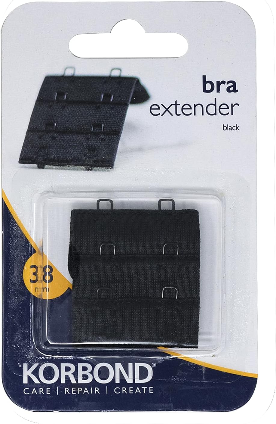 Korbond Double Hook Bra Extender – x 1 50mm Black Bra Extender – Machine Washable – Increase Bra Size By Up To 8cm – Comfort Fit