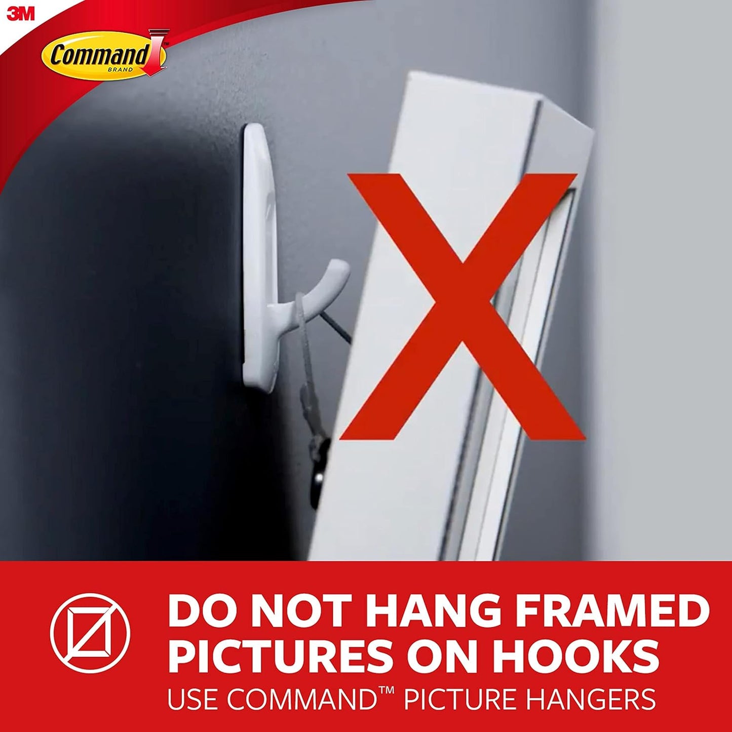 Command MR13-SS-ES Large Modern Metal Hook with 1 Hook/2 Strips