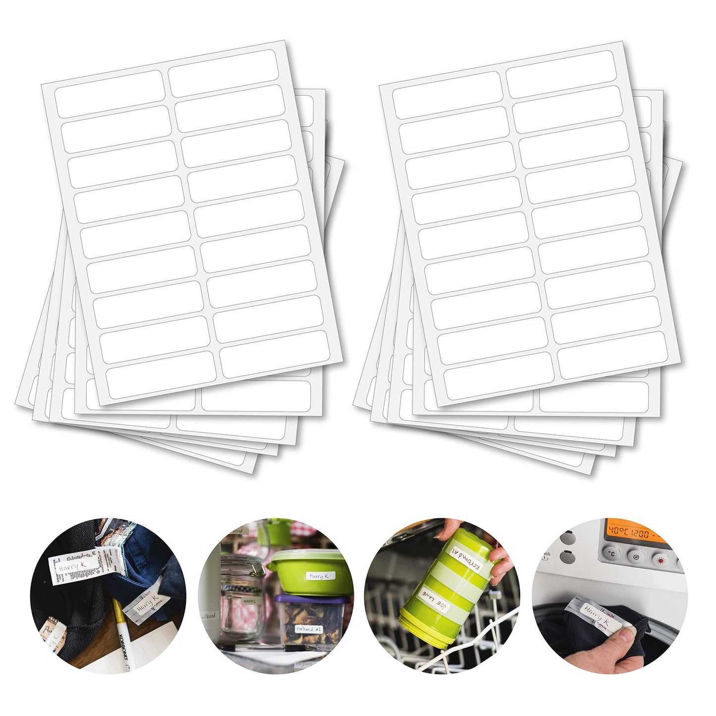 KORBOND Stick On Naming Labels, White, 36