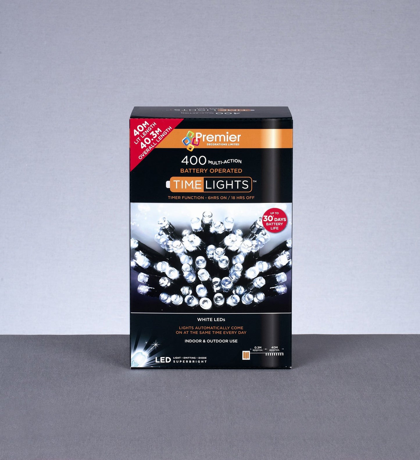 Pines and Needles LB400IW 400 Battery Time Lights - Ice White