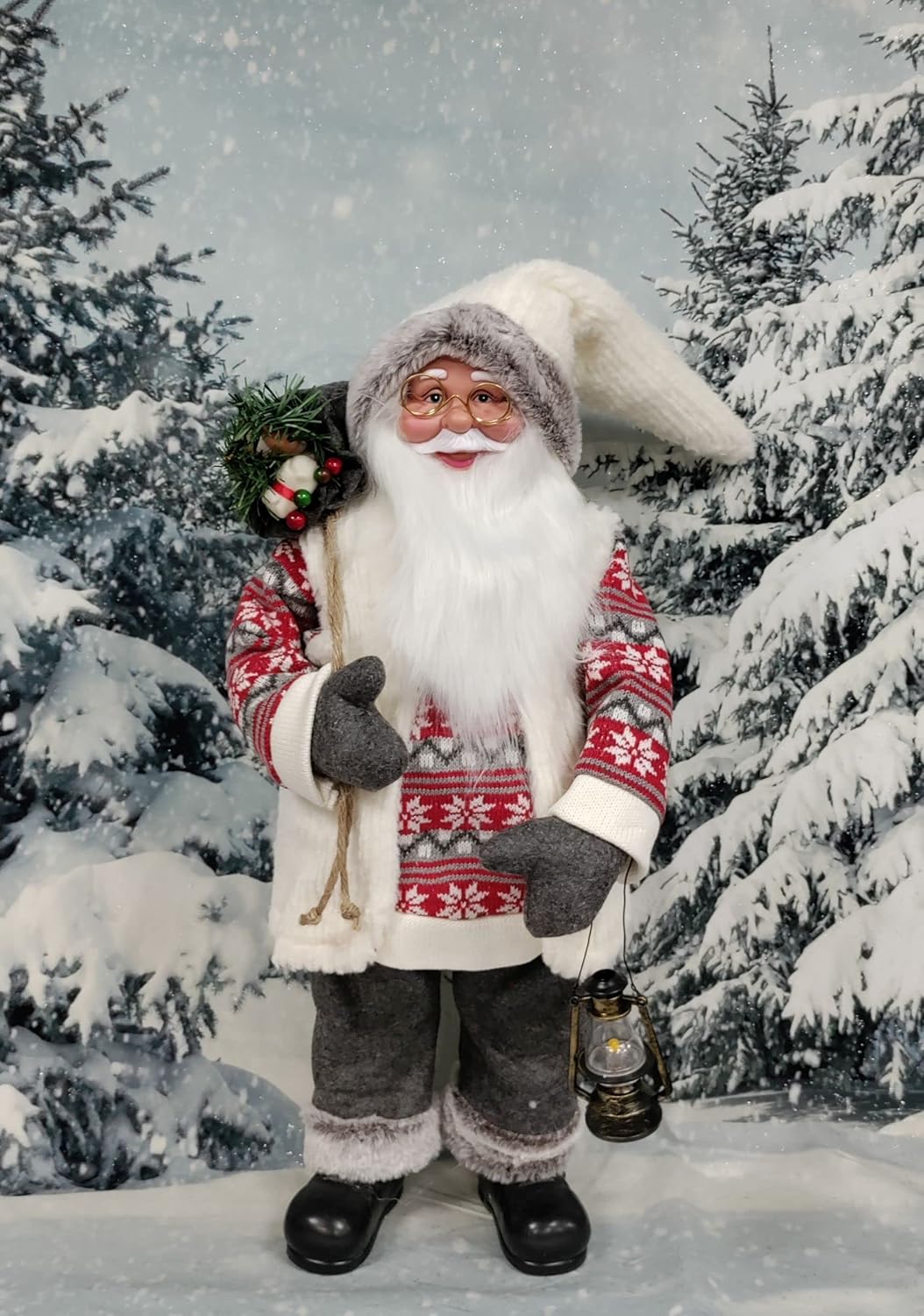 Premier Nordic Santa Traditional Standing Father Christmas With Glasses Figurine 45cm