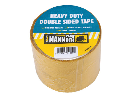 Everbuild Mammoth Heavy Duty Double Sided Tape – High-Tack Adhesive – Clear – 50mm x 5m