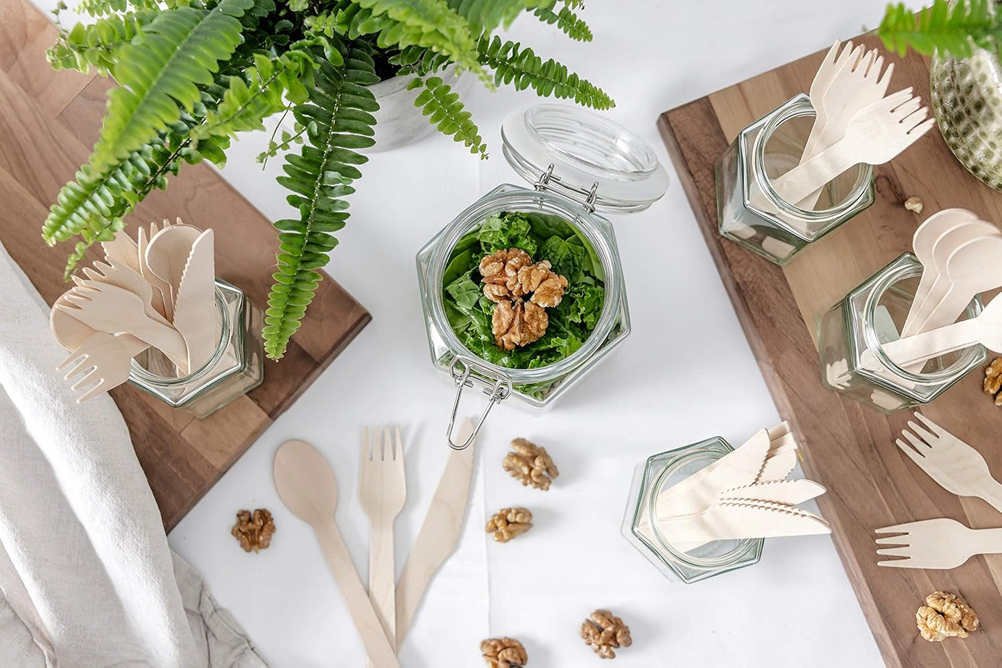 Chef Aid Wooden Knives 24 Piece Set - Sustainable and Stylish Birchwood Cutlery for Picnics, Parties, Weddings, and More - Biodegradable and Compostable, Sturdy and Durable, Chemical-Free