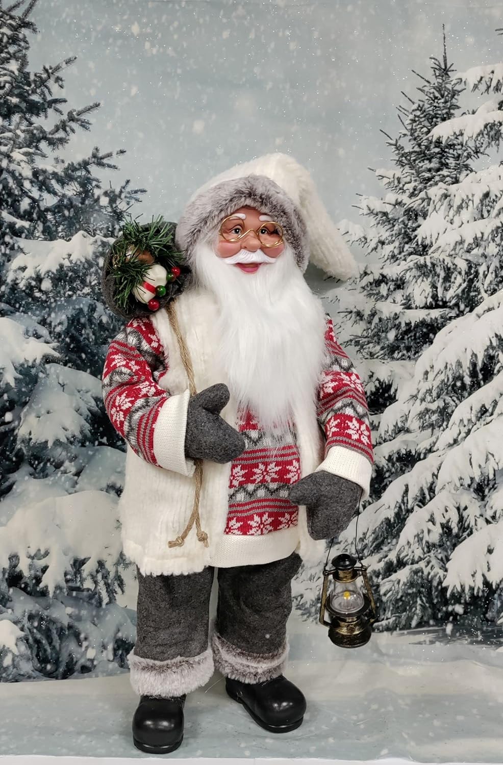 Premier Nordic Santa Traditional Standing Father Christmas With Glasses Figurine 45cm