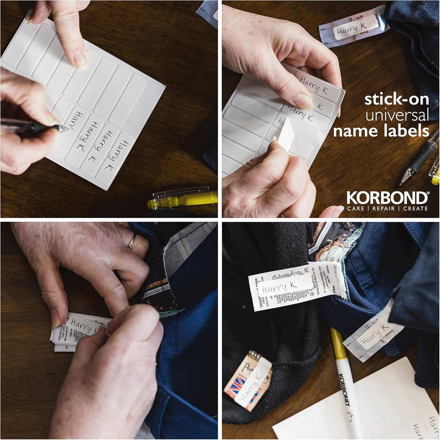 KORBOND Stick On Labels, White, 54 Pieces