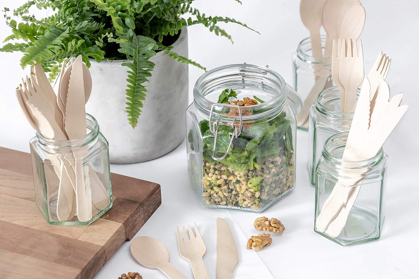 Chef Aid Wooden Knives 24 Piece Set - Sustainable and Stylish Birchwood Cutlery for Picnics, Parties, Weddings, and More - Biodegradable and Compostable, Sturdy and Durable, Chemical-Free