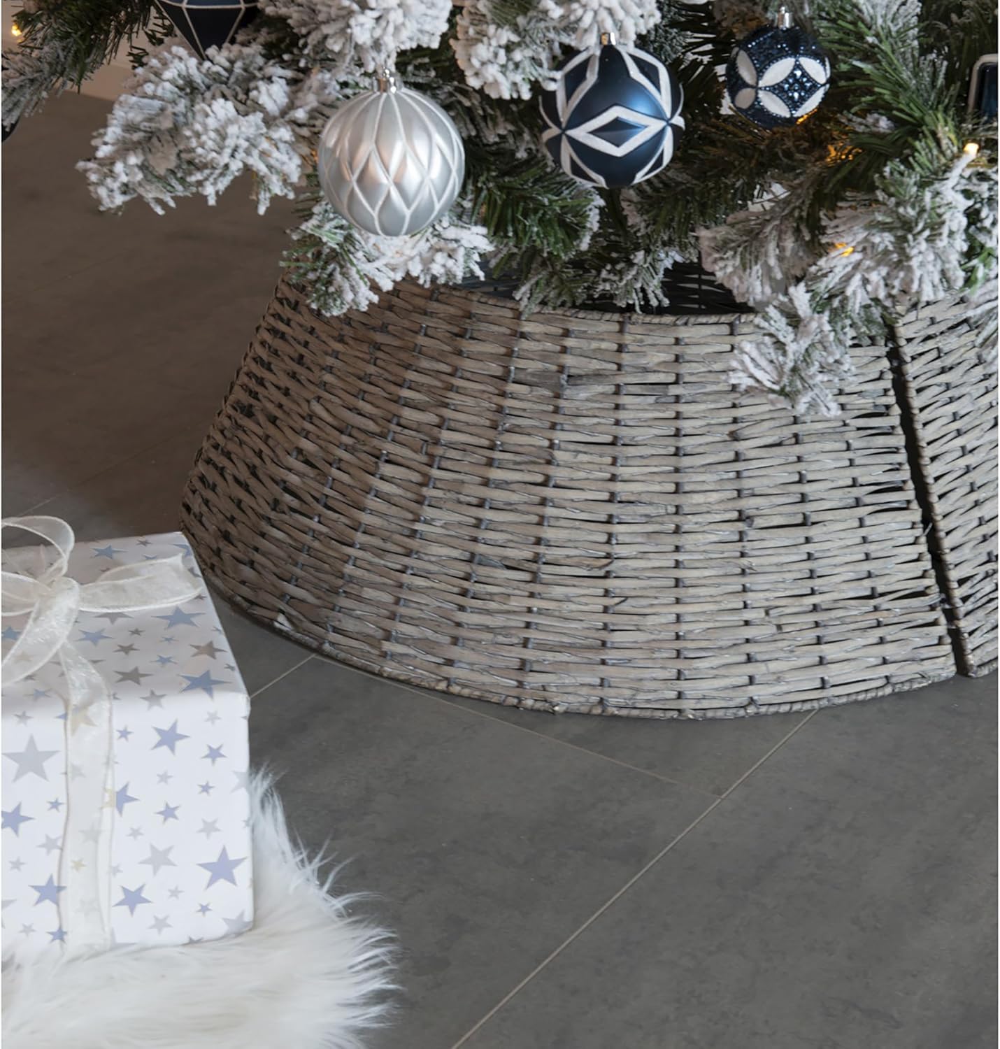 Tree Base Ring: Grey Willow - Christmas Tree Base Cover - Diameter 28 cm
