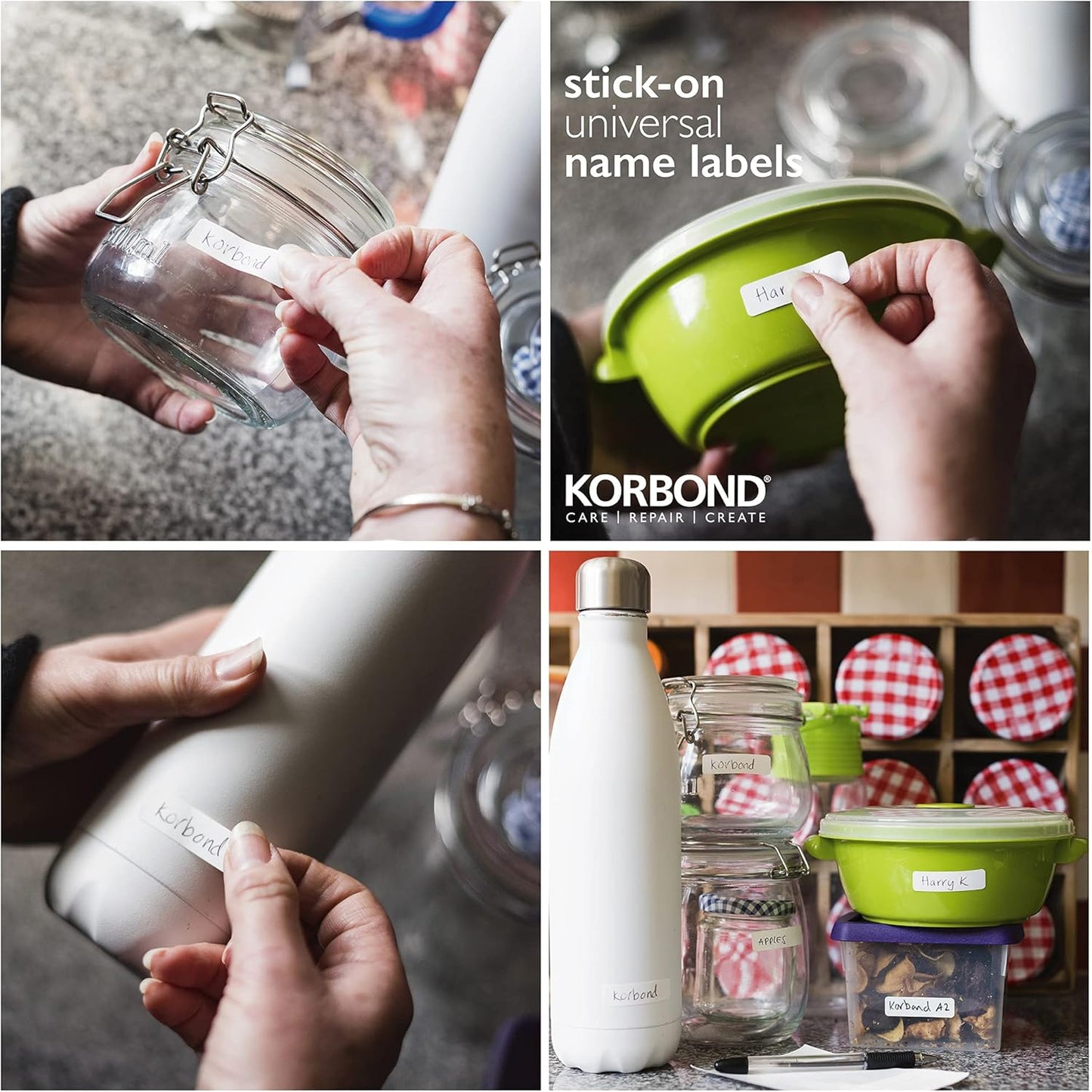 KORBOND Stick On Labels, White, 54 Pieces