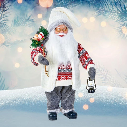 Premier Nordic Santa Traditional Standing Father Christmas With Glasses Figurine 45cm