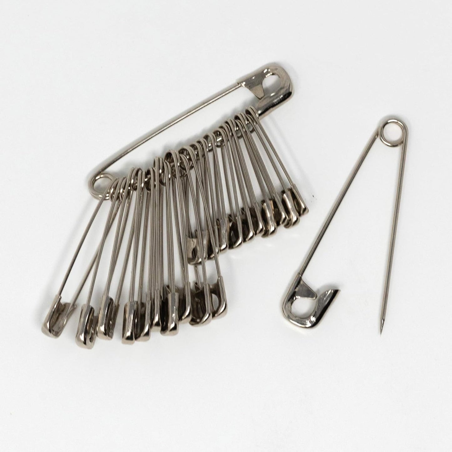 KORBOND Safety Pins 100 Pieces in Assorted Sizes-(5cm, 3.5cm & 2.5cm), Silver