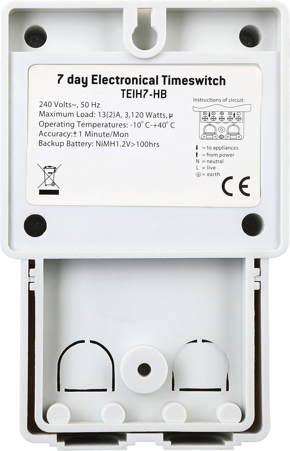 Masterplug TEIH7 24 Hour/7 Day Programmable Electronic Timer for Immersion Heater