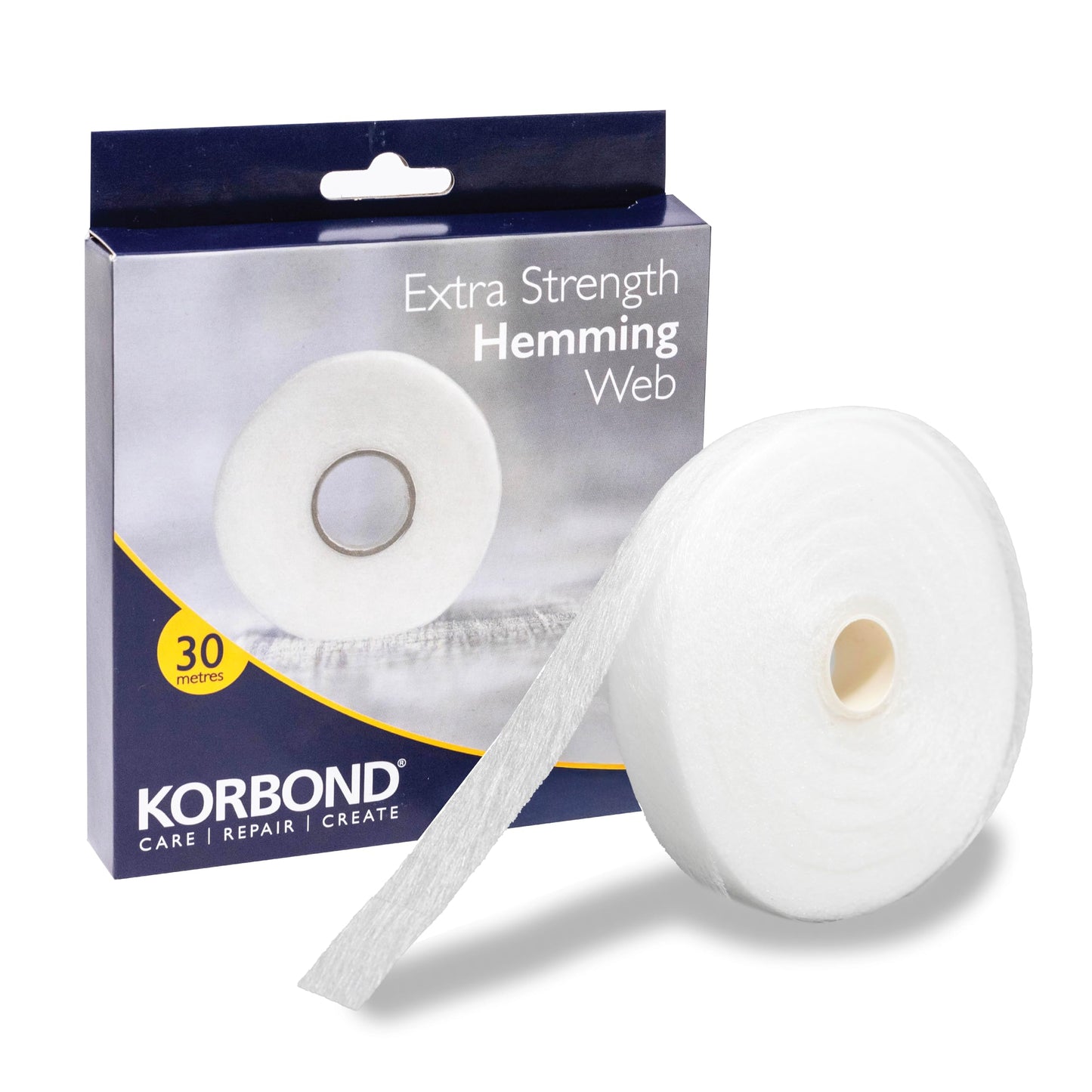 Korbond Curtain Hemming Tape – 60mm x 8m - Invisible Mending Tape for Fabric Curtains - Iron On Hem Tape - NO Sewing Required Adhesive Fabric Tape, Webbing Tape, Hemming Tape