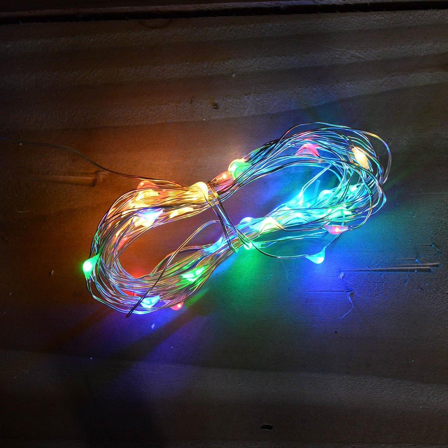 5m 100 LED Multi Action Pin Wire Battery Lights with Timer String Lights- Multi Coloured